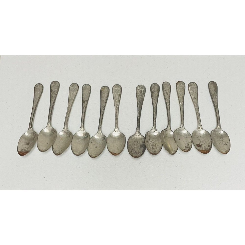 12 Vintage Madura Metal Spoons Flower Floral Lot